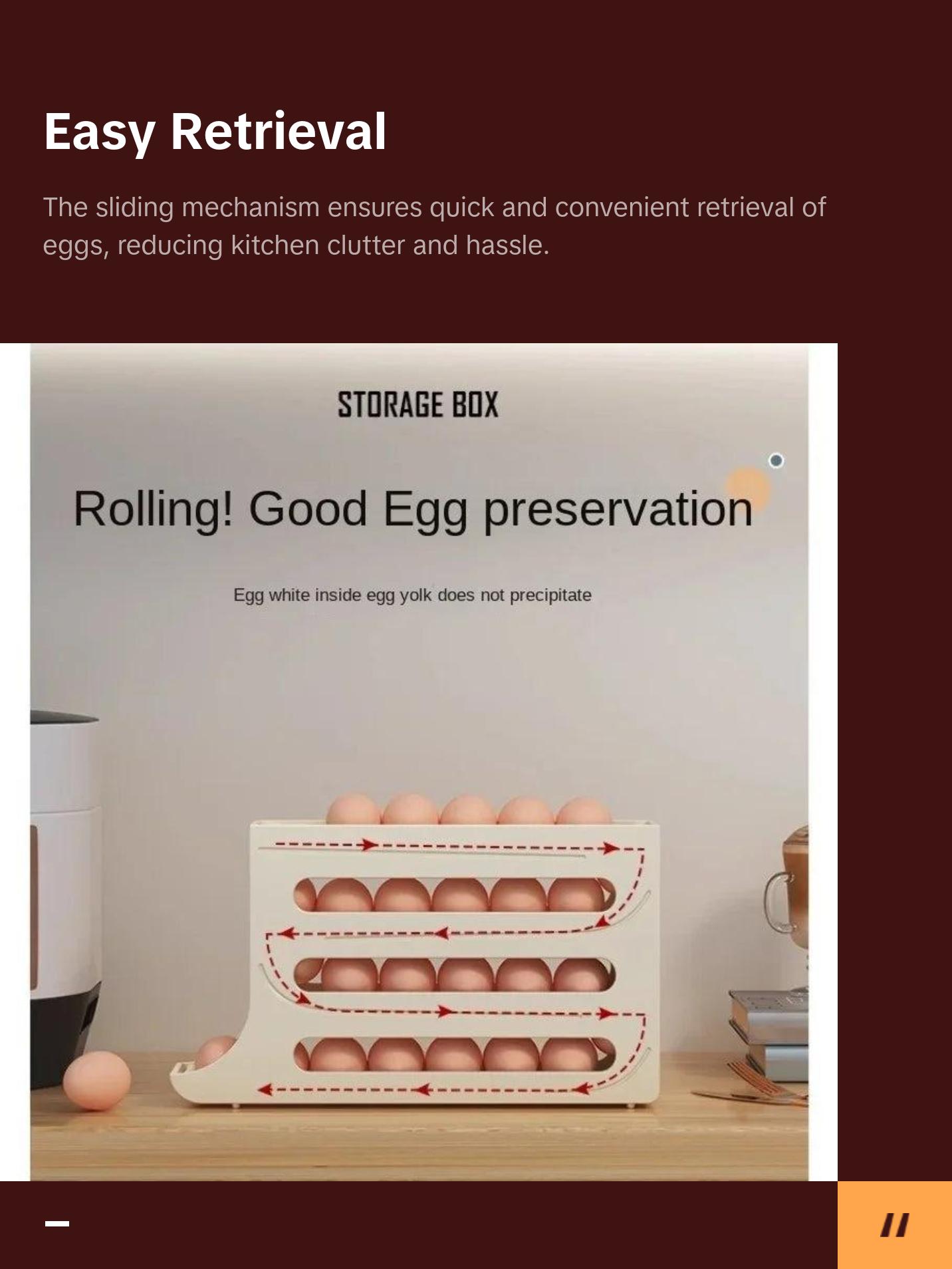 Sliding Egg Storage Container-Convenient Automatic Rolling Boxes Organiser
