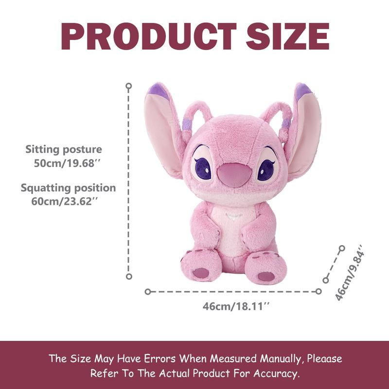 Disney Angel Soft Plush Toy Stitch & Angel Plush Dolls for Kids Adults Fans,23.62"Large-Size, Cuddly Character with Fuzzy Texture and Embroidered Details, Flexible Floppy Ears, Disney Plushy Suitable for All Ages, Cuddly Collectibles,Holiday Gift(1pc)