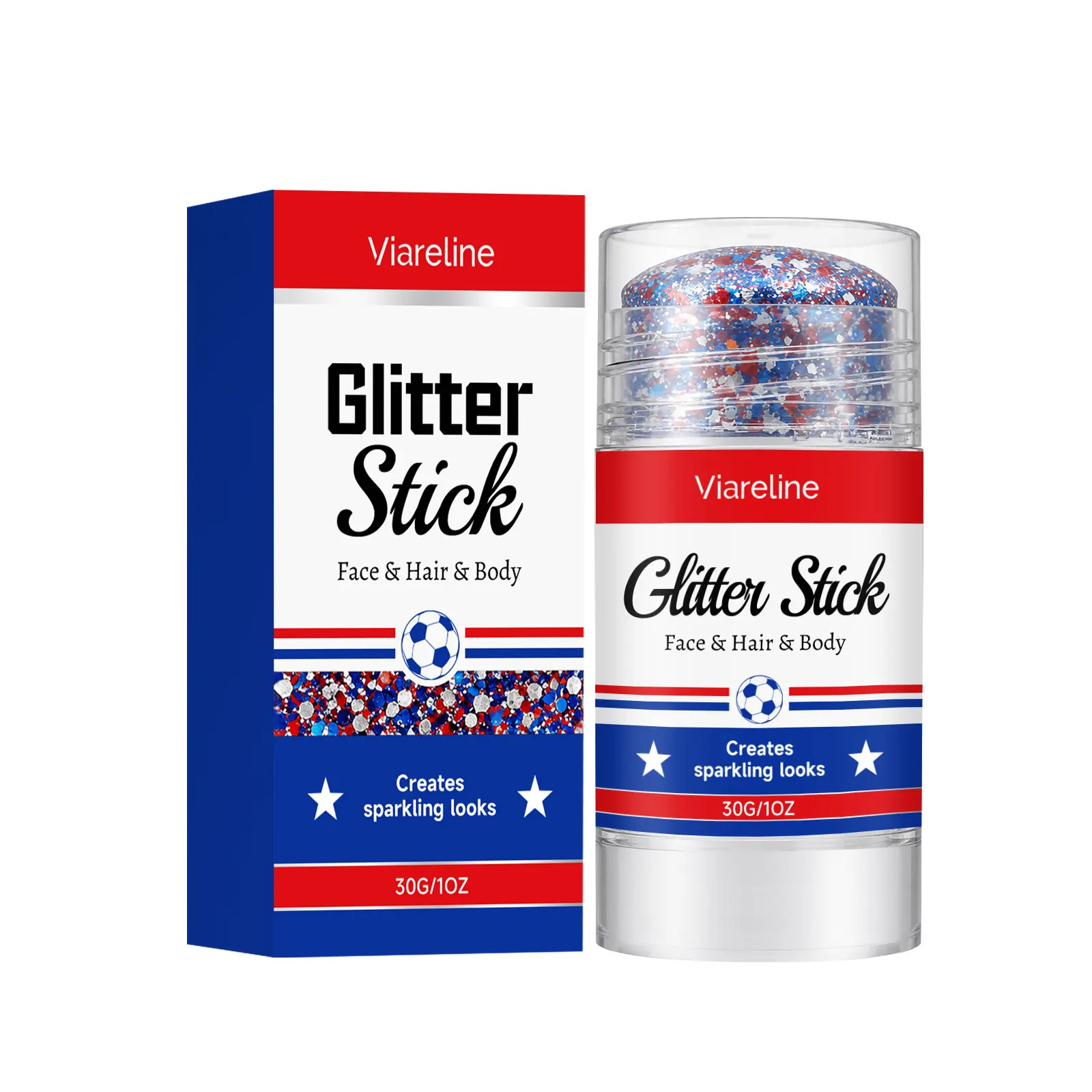 4th of July Glitter Stick - Stick Form Glitter Pigment Body Makeup, Body Glaze Makeup for Quick Party Glam, Instant Party Glow Independence Day Events