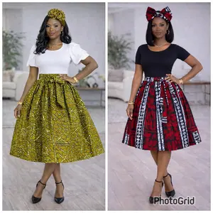 African Royal Flair Midi Skirt – Bold Volume, Effortless Elegance