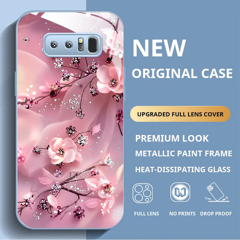 Compatible with Samsung Galaxy Note8 Case, FLORAL LUX GLITTER Aesthetic Pattern Phone Cover, Shockproof Protective Case HNNYHBL-0755