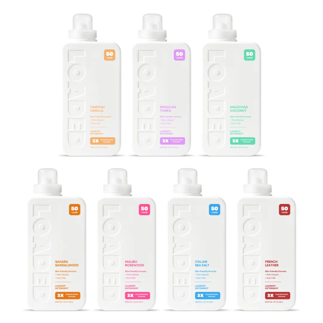 Loaded Laundry Detergent Variety Pack - 350+ Loads (7-Pack) - Plant-Based, 3x Concentrated, Phosphate, Paraben & Dye Free, Made in USA