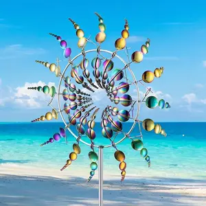 One metal wind chime - 3D creative dynamic spinner (sunflower design), 360° dual rotors, colored stainless steel material, outdoor garden/yard decoration, Easter, Halloween, birthday gift, Outdoor wind chimes