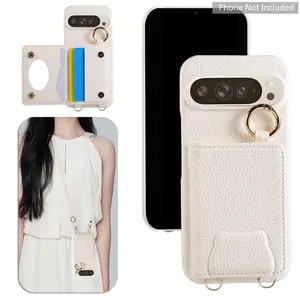 Fashionable Texturing Phone Case with Card Holder, 1 Count Adjustable Shoulder Strap Phone Case for Google Pixel 6 7 8 9 Pro XL