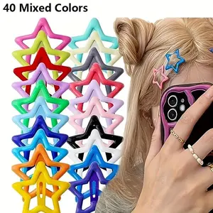40pcs Y2K Star Hair Clips, Colorful Star Hair Clips Hollow kawaii Small Five-pointed Star Hair Clips Cute Metal Five-pointed Star Buckle Hair Clips for Ladies, Girls and Babies