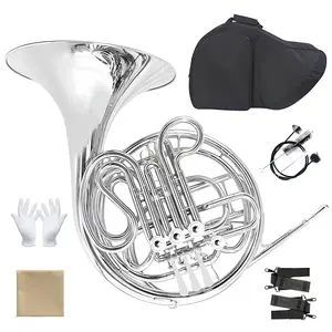 Double French Horn 4 Key F/Bb - Professional Brass Instrument for Students & Musicians - Complete Set with Case & Accessories - Beginner Friendly