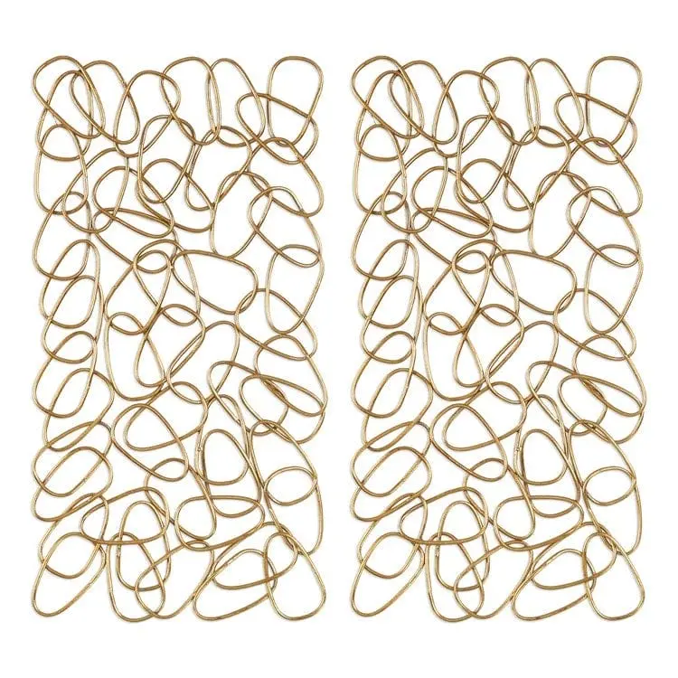 Decorative Wall Panels - Handcrafted Iron In-the-Loop Design, Gold Leaf Finish, Set of 2