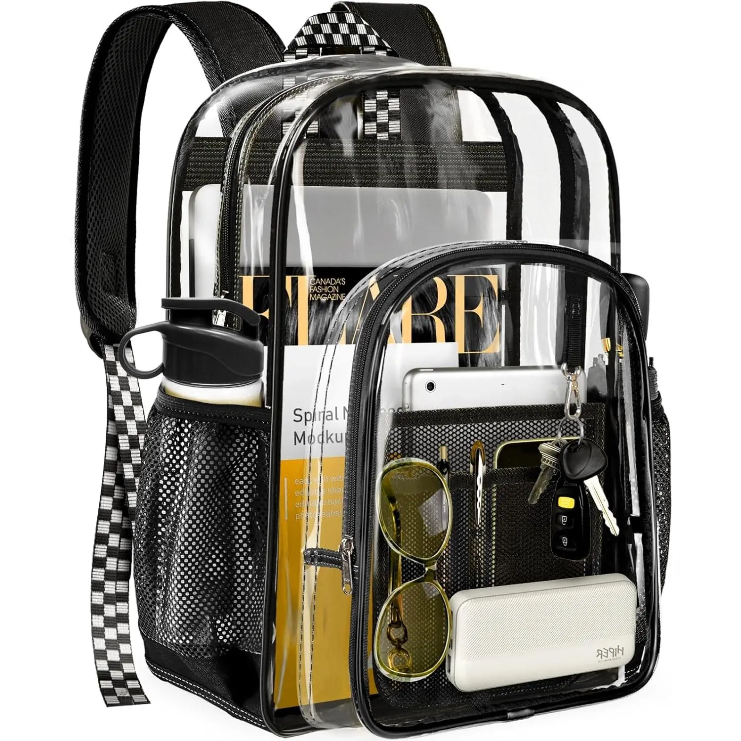 Clear Backpack Transparent Heavy Duty School PVC Bookbag See Through Bag Boys and Girls for College Work Travel