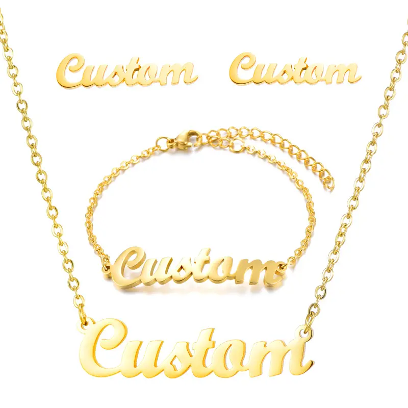 AS026 DIY Cut Stainless Steel English Name Necklace, Personalized Private Lettering Titanium Steel Pendant Birthday Gift