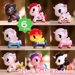 6pcs Rainbow Horse Unicorn Figurines, Decorative Figurines, Unique Home Decor, Random Styles, Surprising Gift Idea, Fun and Cute Collectible