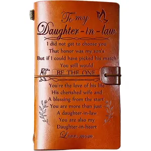 Daughter in Law Gifts for Wedding Day, To My Daughter-in-Law Leather Travel Journal 140 Pages Presents, Valentines Day Birthday Mothers Day Anniversary Christmas Gifts for Daughter in Law