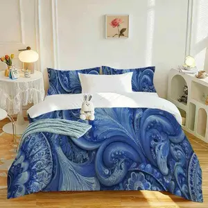 Pellis Pattern Style Digital Print Sheet Set (1 Fitted + 2 Pillowcases), Small Size, Dorm Bedroom Hotel Use, Soft Polyester Fabric, Duvet Set