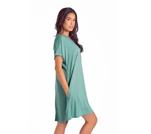 iCollection Soft Knit V-Neck Sleep Dress