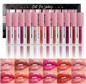LANGMANNI 12Pcs Lip gloss Collection Makeup Set, Shiny Smooth Soft Liquid Lip Glosses Lip Stain With Rich Varied Colors For Girls And Women Makeup (Glossy-A)