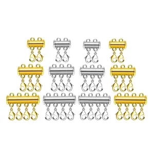 12Pcs Necklace Layering Clasps Magnetic Slide Lock Clasp Necklace Connector Multi Strands Slide Tube Clasps (Gold and Silver) - Home Improvement.