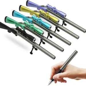 5 Pieces Novelty Cool Sniper Gun Shape LED Light Gel Pens, Press Gel Pens, Novelty Pens Interesting Sniper Gun Pens for Boys, Drawing Pens Set