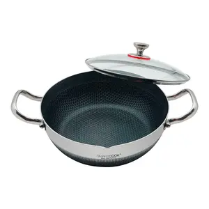 smartcook 24cm stainless steel frying pan/kitchenware/honeycomb pattern, non-stick, less smoke Cookware Induction