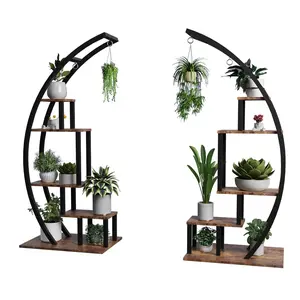 Garvee 5 Tier Indoor Plant Stand - 56" Tall Metal Plant Shelf with 5 Tiers, Large Curved Plant Rack Display for Living Room and Patio