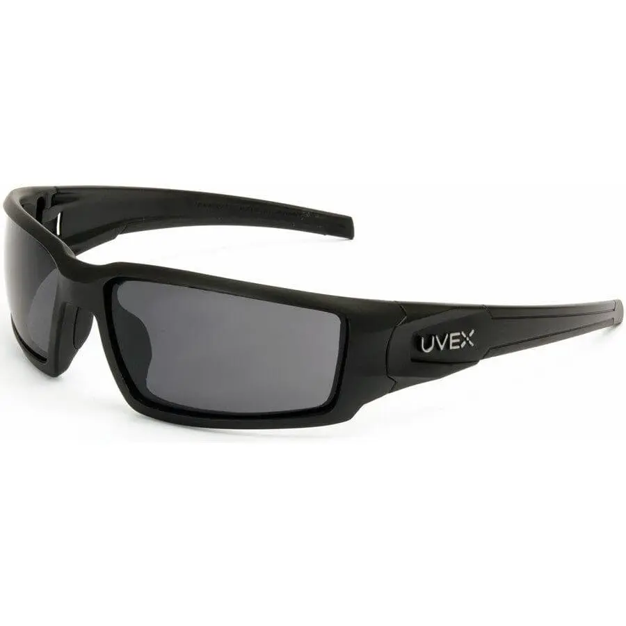Uvex Hypershock Industrial Safety Glasses - Matte Black Frame, Gray Hydroshield Anti-Fog Lenses for Impact, Fog-Free Eye Protection, Home Improvement & Work Security Use, Impact Eye Protection, Industrial Safety Glasses Eye Protection