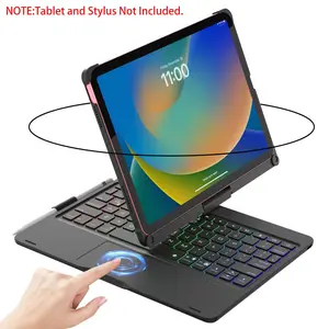 iPad Wireless Tablet Keyboard Case with Multi-Touchpad, 360° Swivel Design, Rainbow Backlit, Pencil Holder, Available in Multiple Colors