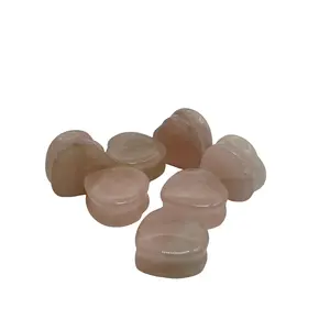 Translucent Polished Natural Crystal Rose Quartz Heart-Shape Ear Plugs, Fit Jewelry Accessories for Ear Piercings
