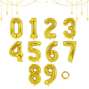 16 Inch Gold Number Balloons 0-9 – Mylar Foil Balloons for Birthday, Anniversary, Graduation, Party Decorations