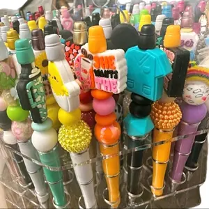 Customized Beaded Pens - Unique Bead Design, Colorful Accents, Durable Construction, Ideal for Crafting and Personal Use.                                                      *If we sell out, let me know. i can add more pens!!