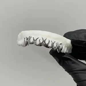 925 Sliver Custom Top 6 Flame Teeth Grillz for Men Women
