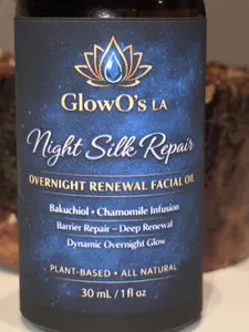 GlowO's LA Night Silk Repair – Overnight Renewal Facial Oil | Bakuchiol & Chamomile Infused