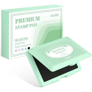 Black Ink Pad with Snap Closure, Cute Large Stamp Pad for Rubber Stamps, 4.33"x2.76", Premium Felt Pad for Office School, Crafting and Scrapbooking Supplies, Green Shell - Black Ink