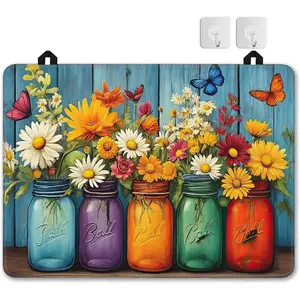 Glass Top Stove Cover Protector, Vintage Flower Vase Heat Resistant Stove Top Cover, Large Size Range Covers for Electric Stove Countertop Mat, 28 x 20 Inch