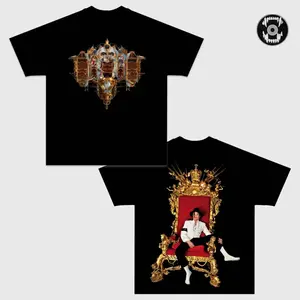 Michael Jackson T-Shirt, King of Pop Royal Portrait Tee, MJ Vintage Luxury Aesthetic Shirt, Iconic Music Legend Merch, Baroque Gold Throne Design, Unisex Cotton Streetwear Fan Gift Tee