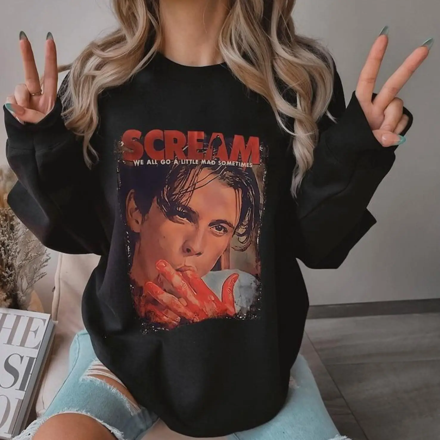 Vintage Scream Halloween tshirt, Halloween Sweatshirt, Lets Watch Scary Movies Sweatshirt, Horror Movie Tshirt, Scream Movie Sweatshirt Womenswear