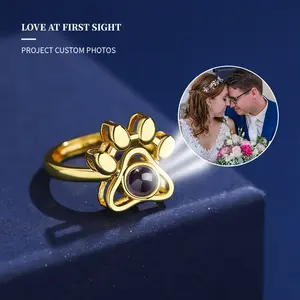 Dog Paw Projection Necklace 100 Languages I Love You Pendant Custom Name Personalized Memory Jewelry Christmas Valentine's Day Gift for Girlfriend Mom Wife,custom gift