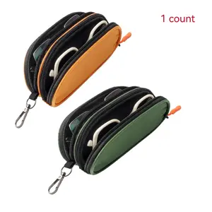 Double Eyeglass Case Soft Portable Zipper Sunglasses Bag with Keychain Clip for Men Women, Travel-Friendly Glasses Holder, Portable Sunglasses Organizer