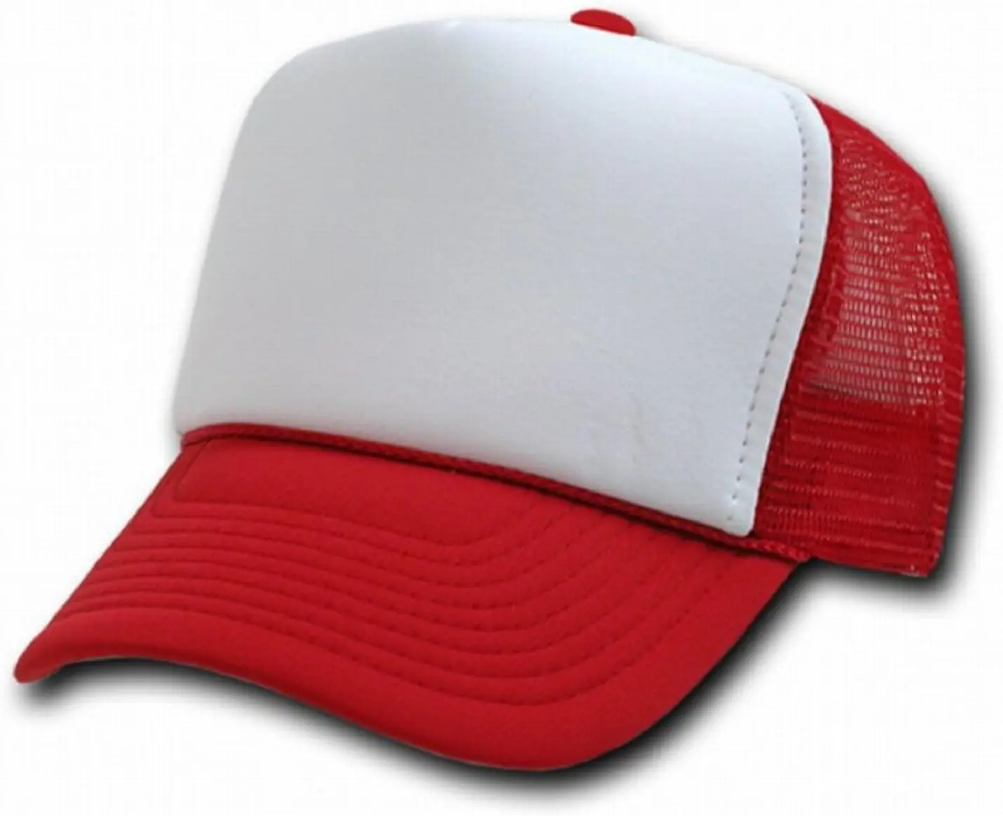 RED AND WHITE MESH TRUCKER STYLE CAP HAT CAPS HATS ADJUSTABLE