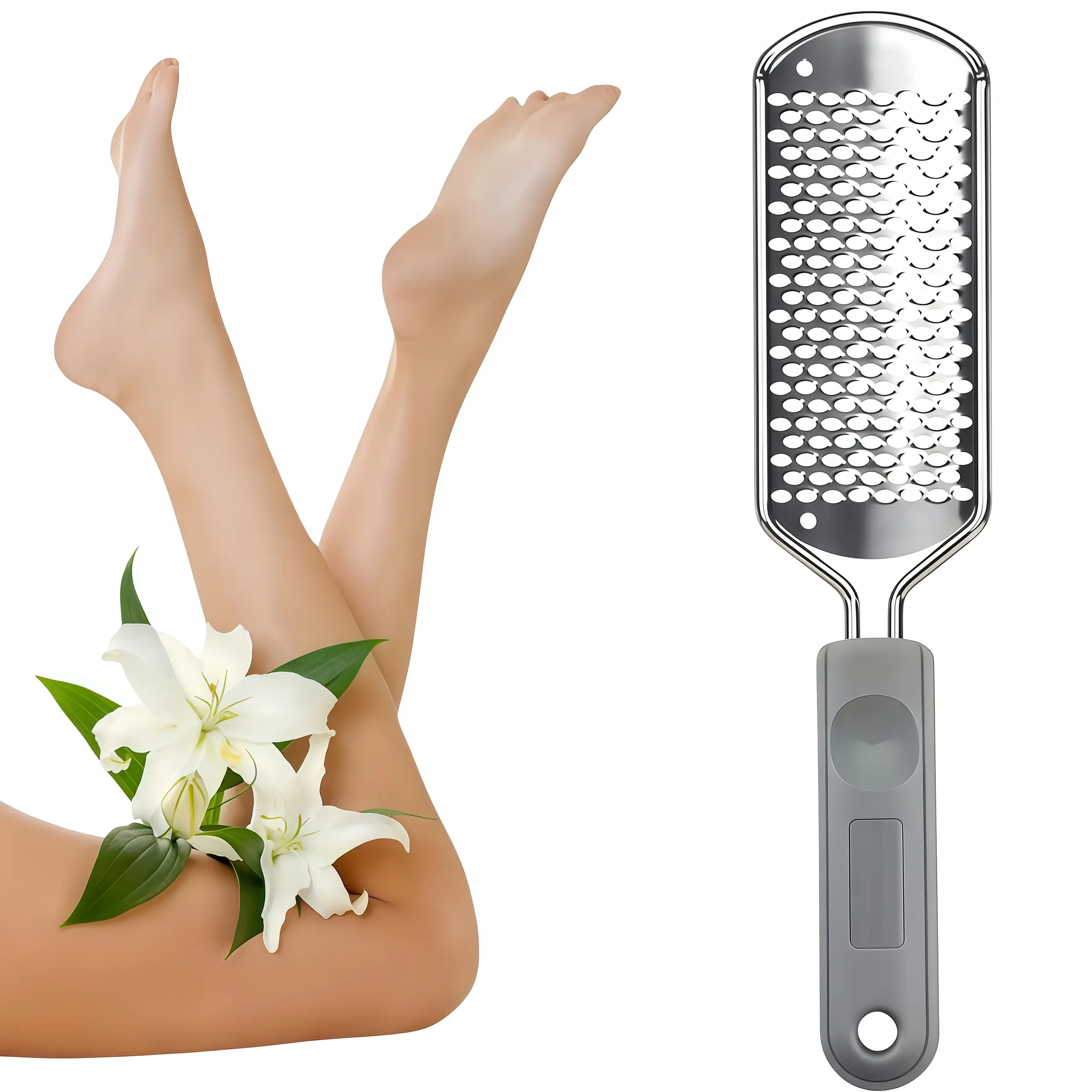 LMMAKE 1PC Colossal Detachable Foot Scrubber Stainless Steel Construction with Washable Reusable Components for Cracked Heels Dry Feet Perfect for Spa Days PreSandal Season Prep Medical Foot Care