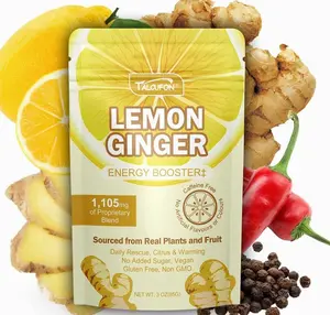 Talcufon Lemon Ginger Blend Superfood Powder with MCT Oil, Turmeric, Ginger, Ture Lemon Powder, Acacia Fiber Powder, Cayenne Powder, Black Pepper Powder All Natural, Caffeine-Free 3Oz (85G)