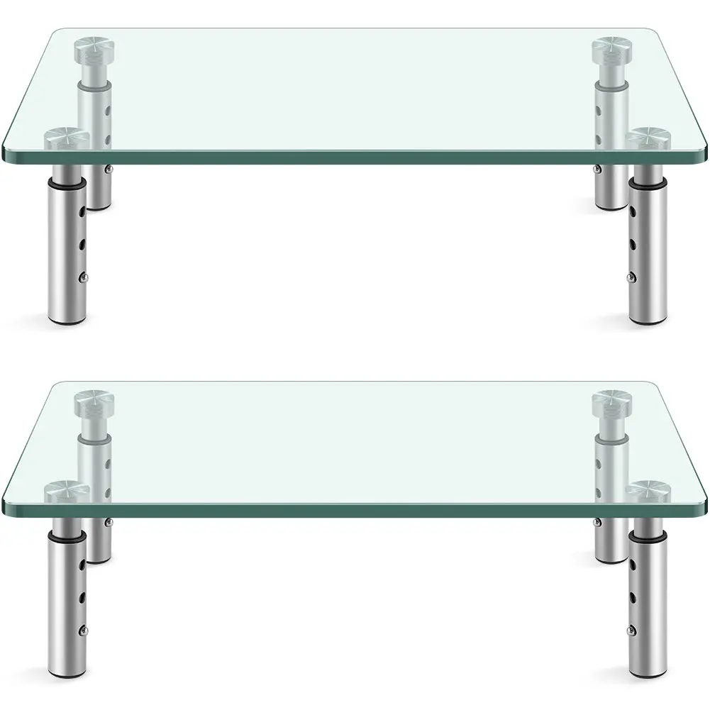 KKTONER Glass Monitor Stand Height Adjustable Suitable for Home Office 2-Piece Computer Monitor Stand