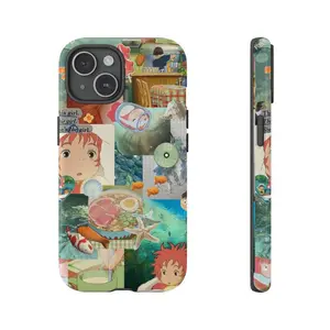 New style Ponyo Collage Phone Case for iPhone - Studio Ghibli Anime Aesthetic Protective Cover