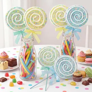6 Pcs 16'' Large Candy Party Decorations Giant Lollipop Candies Prop Decor with Sticks for Christmas Tree Pastel Lollipop Photo Prop for Valentines Birthday Candy Party(Bright Color)