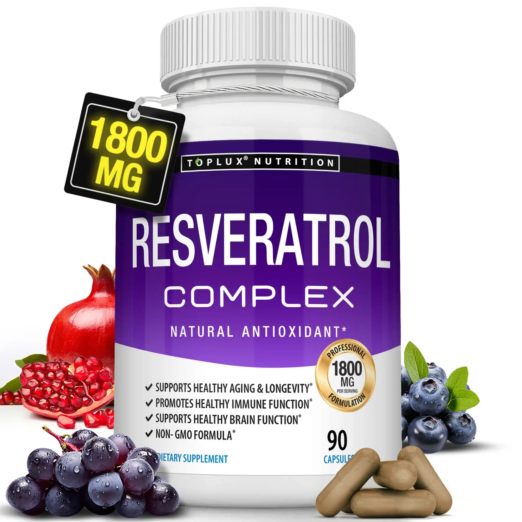 Resveratrol Supplement 1800mg Natural Antioxidant magnesium complex