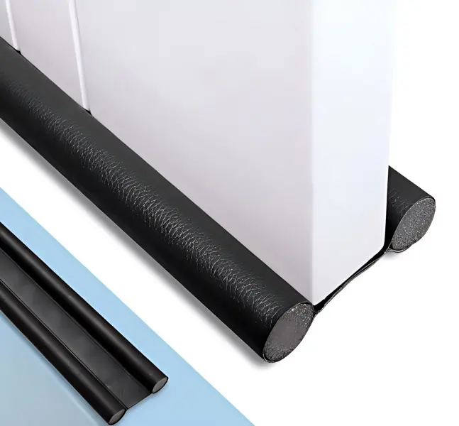 Door Draft Stopper 96cm, Under Door Gap Filler, Soundproof Windproof Dustproof Light Blocking Non-Adhesive Door Bottom Weather Stripping, Black