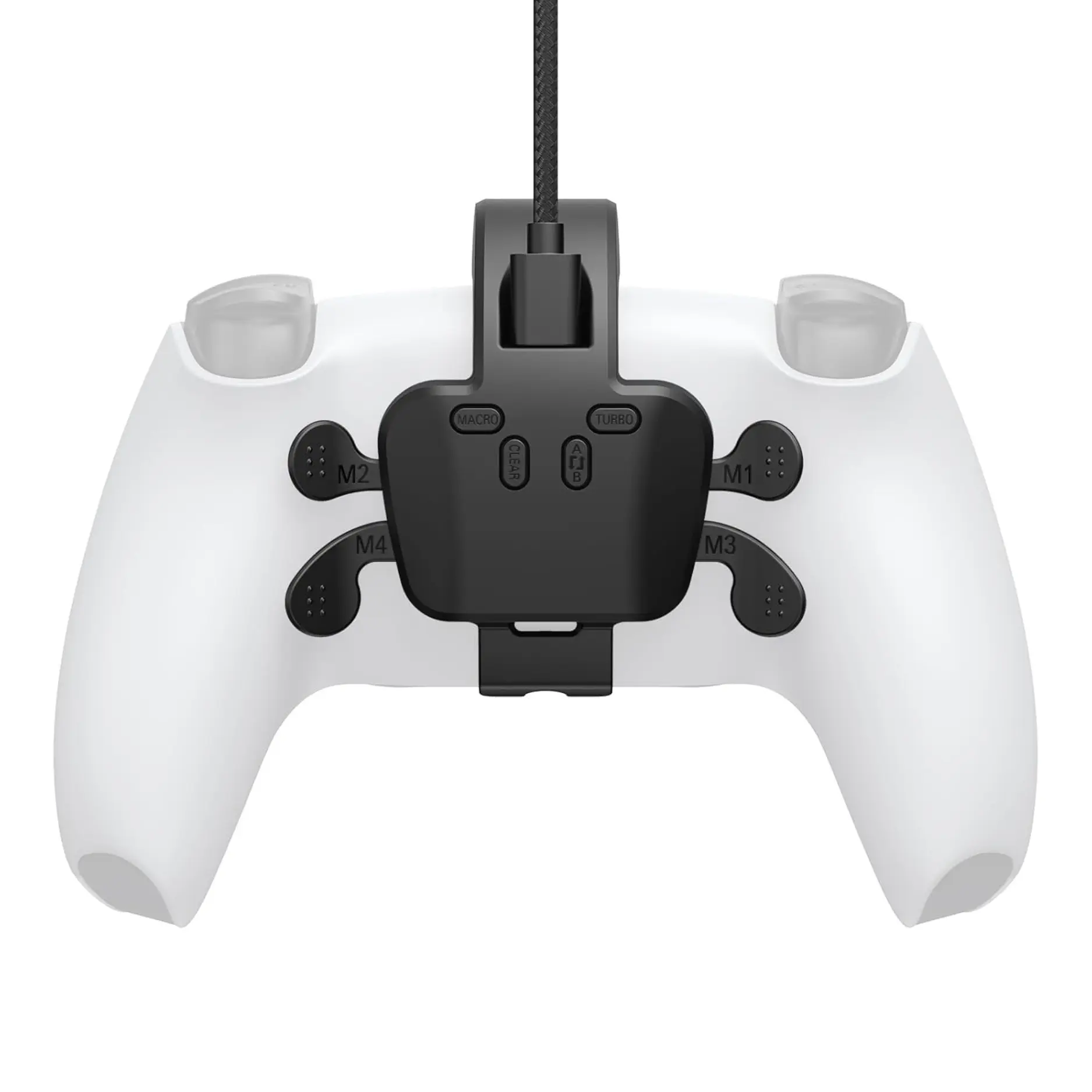 Lucky Collecting PS-5 Controller Back Paddles Attachment for Video Games - 4 Programmable Buttons, USB Port, Macro, 7.2FT Cable, Wired Plug & Play with Microphone, Turbo, Remap, Combo Function, Button Swap, Compatible with PS-5/PC/Mac, Black