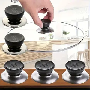 5pcs Replaceable Universal Pot Lid Handles, Heat-Resistant Kitchen Accessories, Glass Pot Lid Tops, Essential Cooking Gear