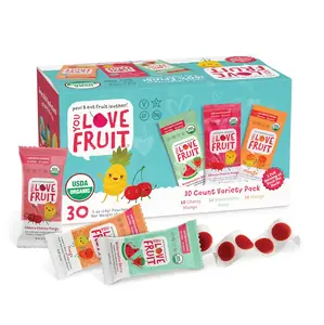 YOU LOVE FRUIT - Fruit Snacks Variety Pack 30 count, 100% Natural Gluten-Free, Vegan, Low Carb, Low Fat Fruit Kosher Snacks for Kids, College Students, Teachers and Offices, Healthy Fruit Snacks (Cherry, Watermelon, Mango)