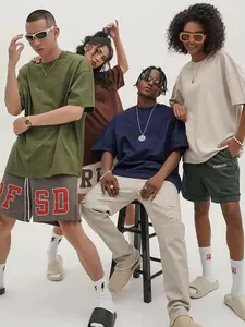 Gymoon 3 PCS 260g Heavyweight Double Yarn Dropped Shoulder Oversize Short Sleeve T-shirtsoft and breathable, not easy to deform or pill,skin-friendly and non-irritating available in Menswear Bestie Operator Top Tshirt Streetwear Oversized Tropical cotton