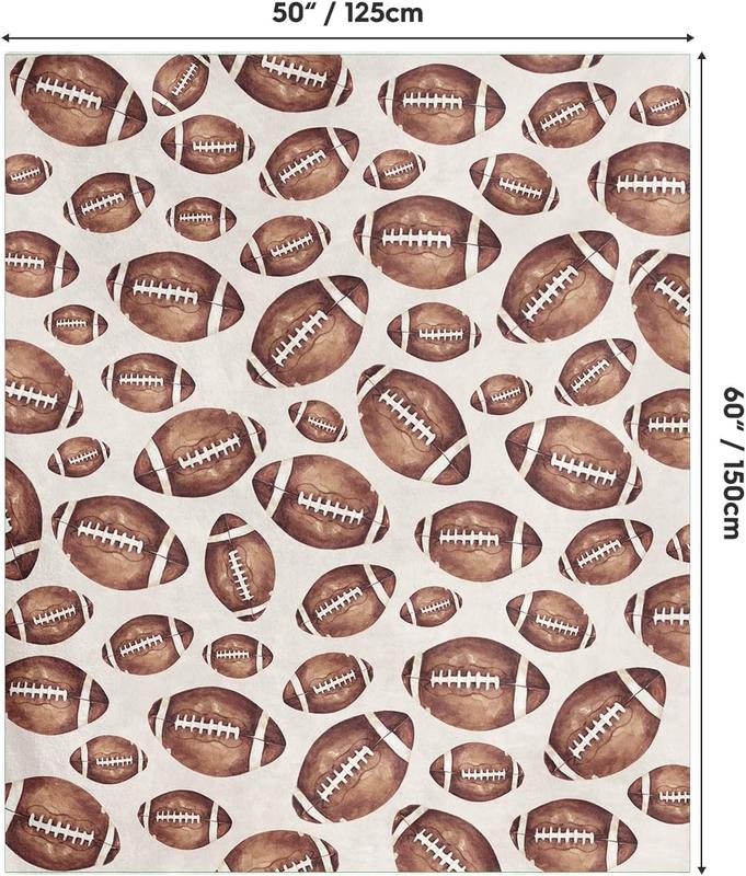 Horaldaily Football Flannel Blanket Throw, Football Soft Fuzzy Plush Cozy Fleece Blankets for Couch Sofa Bed Lounging, Ideal Gifts for Kids Adults Self, 50x60