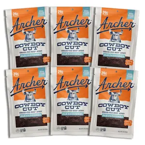 Country Archer Grass Fed Beef Jerky Zero Sugar Snack Packs – Gluten Free Paleo Friendly Protein Meat Snack, Classic Flavor, 2 oz Individual Packs (Pack of 6)
