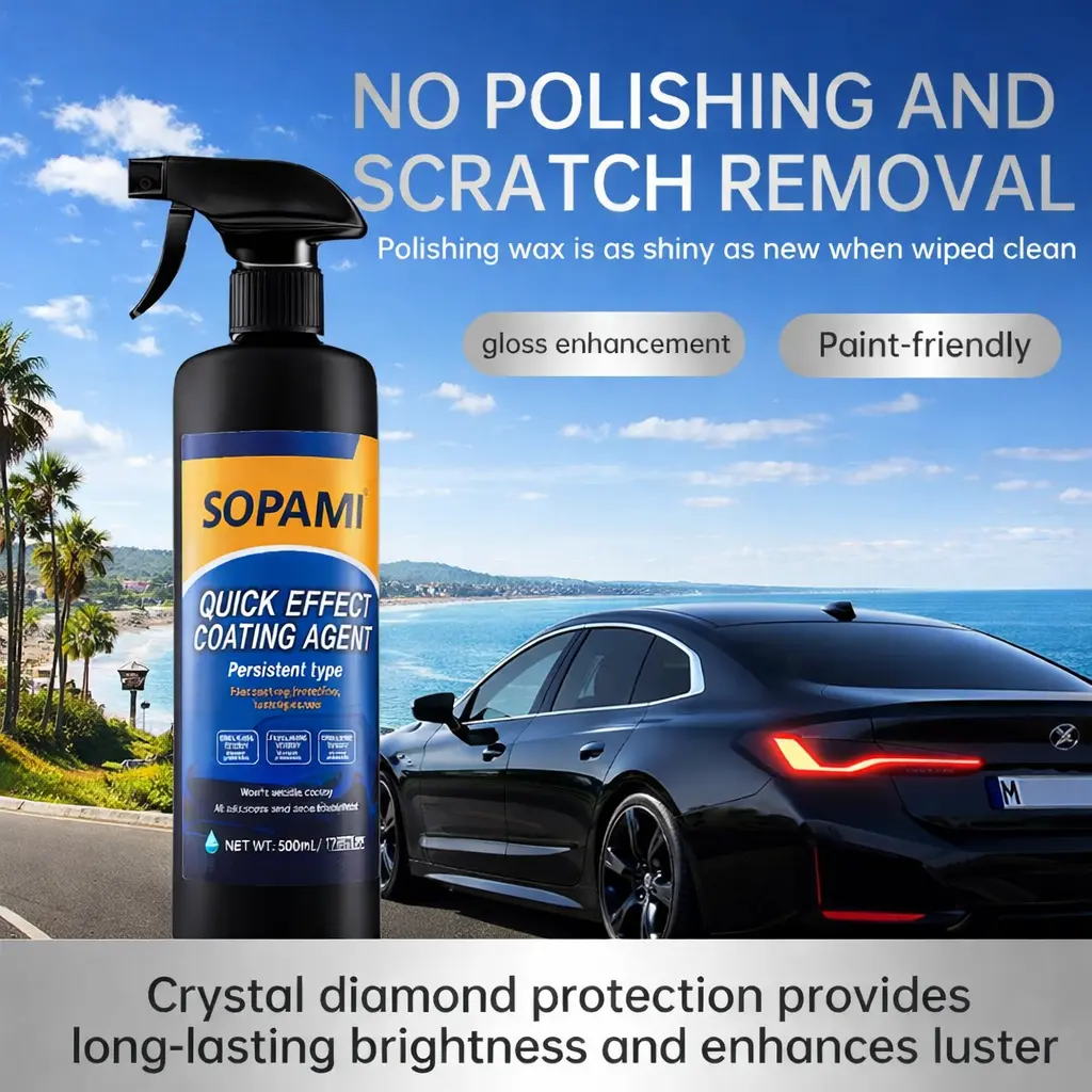 Sopami Nano-Quick Ceramic Coating Liquid for Cars, Boats, Motorcycles - Advanced Ceramic Tech, Dust-Proof, Glossy Shine, Scratch Removal, Surface Protection, 500ml